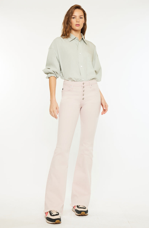 Kancan Ricola High Rise Flare Jeans In Pink