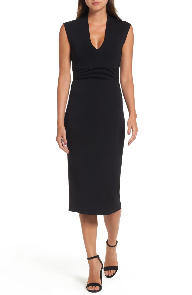 MICHAEL Michael Kors Rib Waist Knit Midi Dress, Main, color,