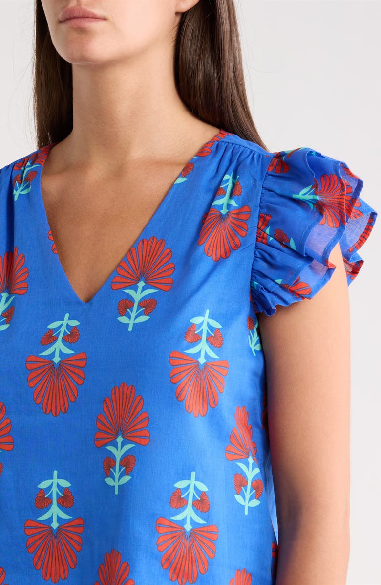 SUGARLIPS Lucinda Floral Seni Ruffle Sleeve Top, Alternate, color, Blue-Red