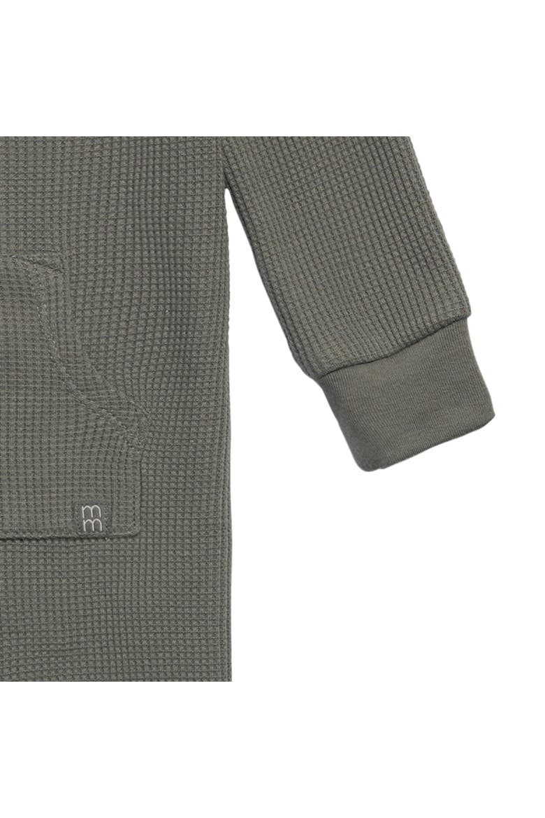 Waffle Knit Romper with Kangaroo Pocket, Alternate, color, Dark Green