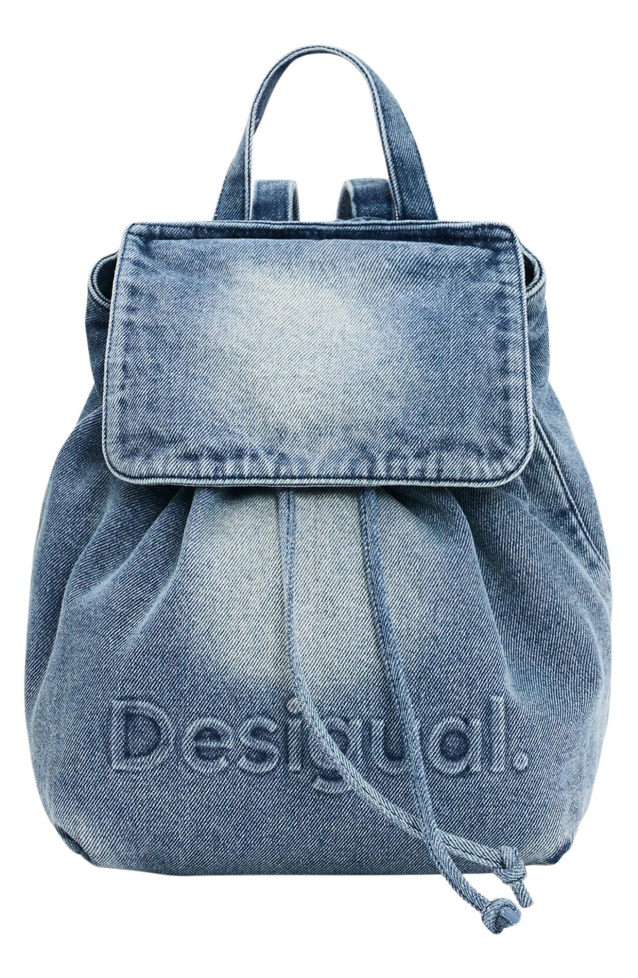 Desigual Mini Denim Backpack, Main, color, Light Blue