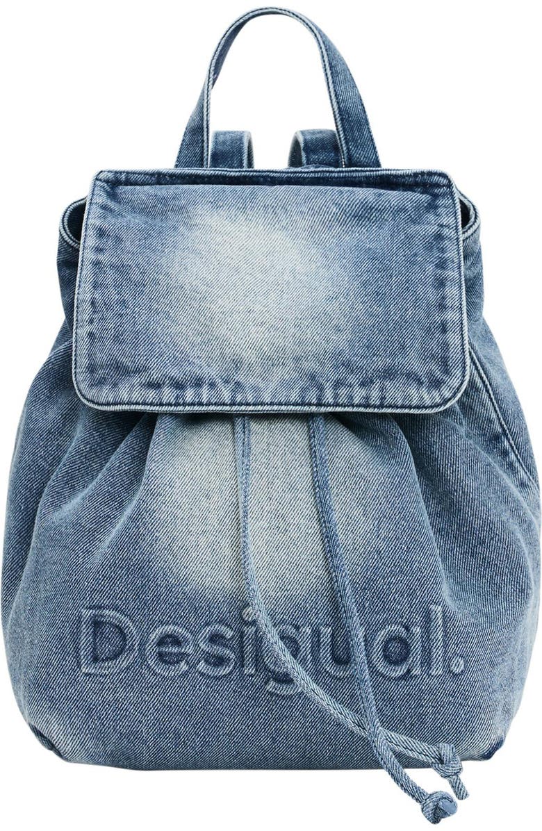 Desigual Mini Denim Backpack, Main, color, Light Blue