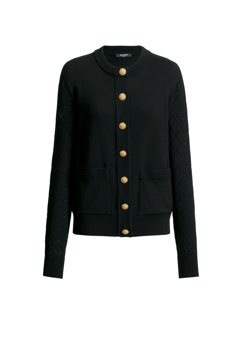 Knit cardigan, Alternate, color, black