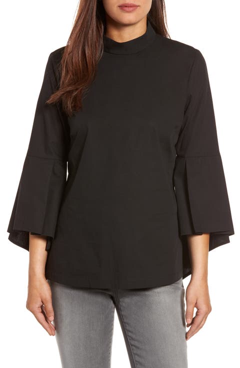Ruffle Sleeve Poplin Shirt (Regular & Petite)