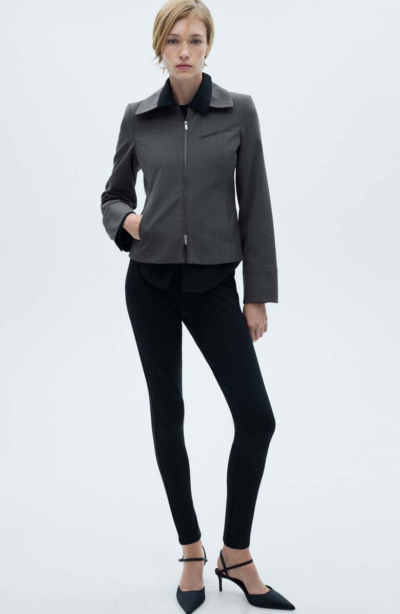 MANGO Pinstripe Zip Jacket, Alternate, color,