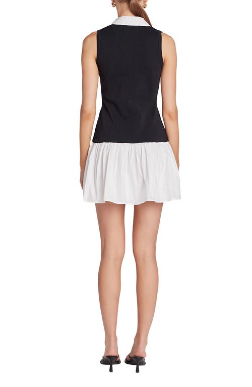 Endless Rose Drop Waist Mixed Media Minidress In Black