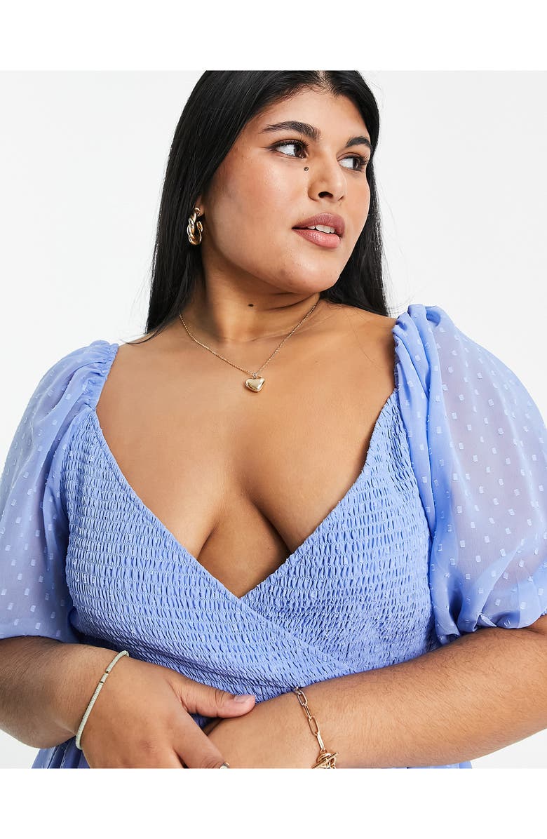 ASOS DESIGN Swiss Dot Smocked Bodice Chiffon Maxi Dress, Alternate, color, 