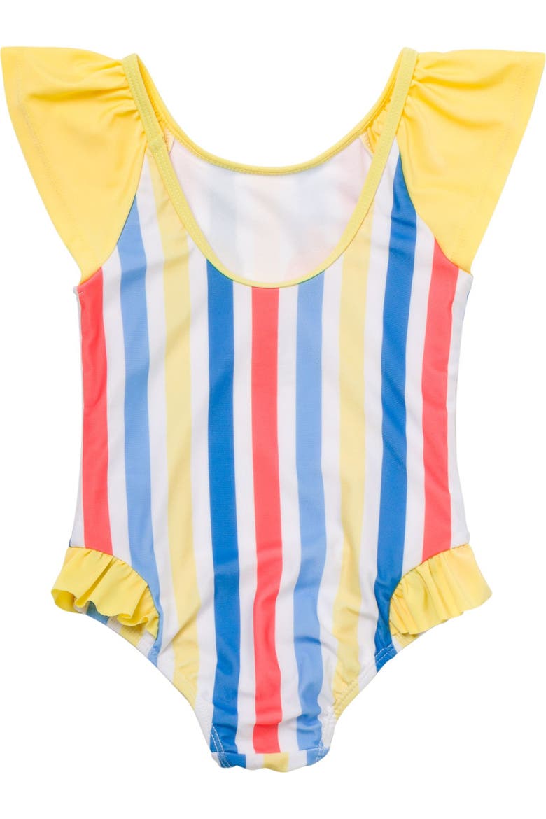 One Piece Bathing Suit, Alternate, color, Yellow Multi Stripe
