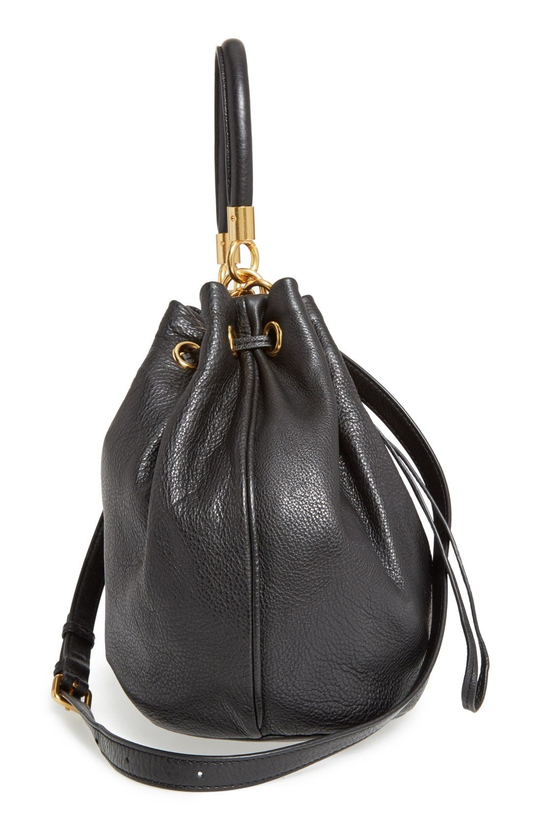 MARC BY MARC JACOBS 'Too Hot to Handle' Leather Bucket Bag, Alternate, color, BLACK