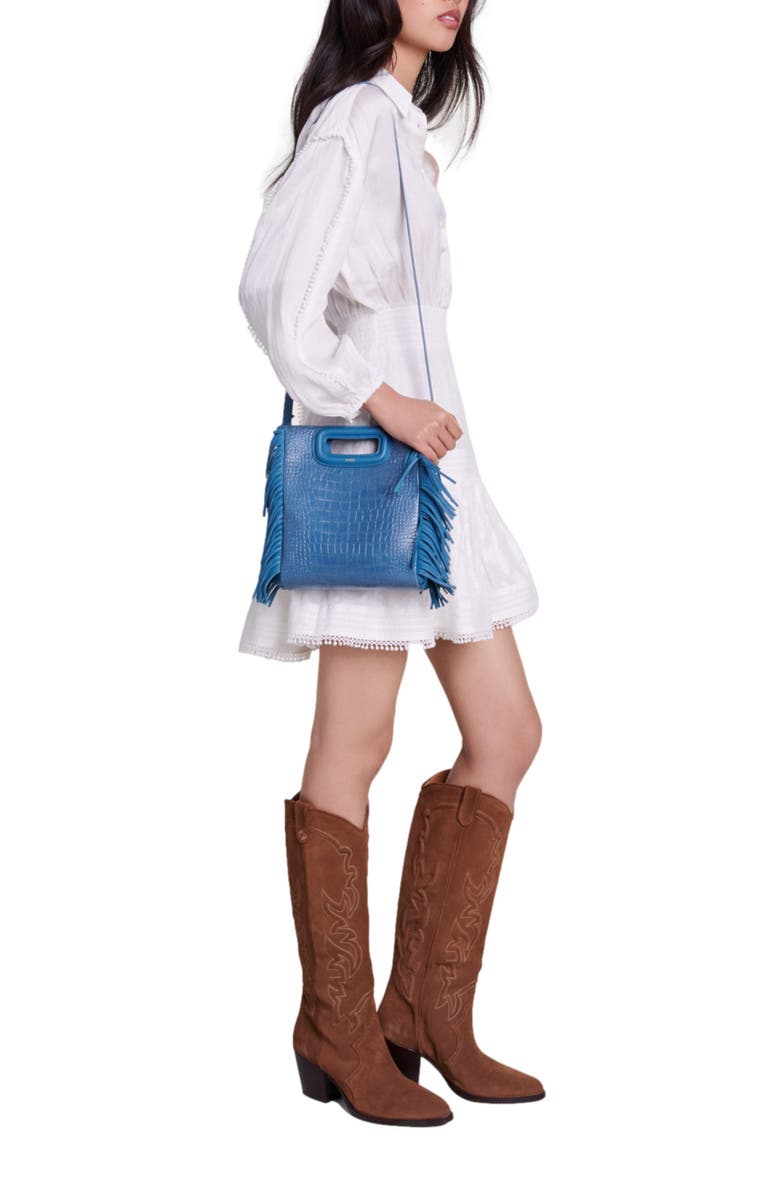 maje Short cotton patchwork dress, Alternate, color, 