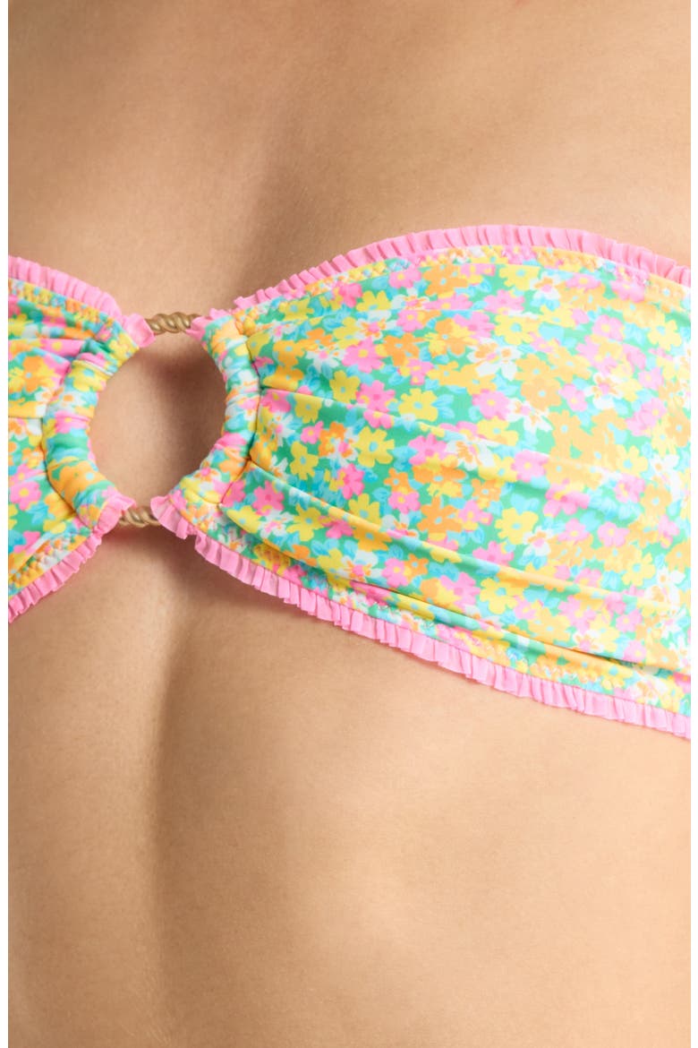 Decorative Strapless Bandeau Bikini Top, Alternate, color, HULA HONEY