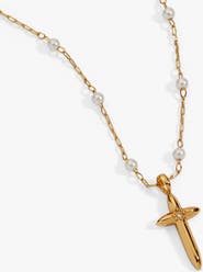 Alex and Ani Cross 413 Pearl Rosary Chain Pendant Necklace