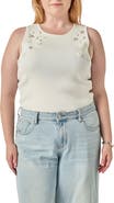 English Factory Sequin and Rhinestone Flower Tank