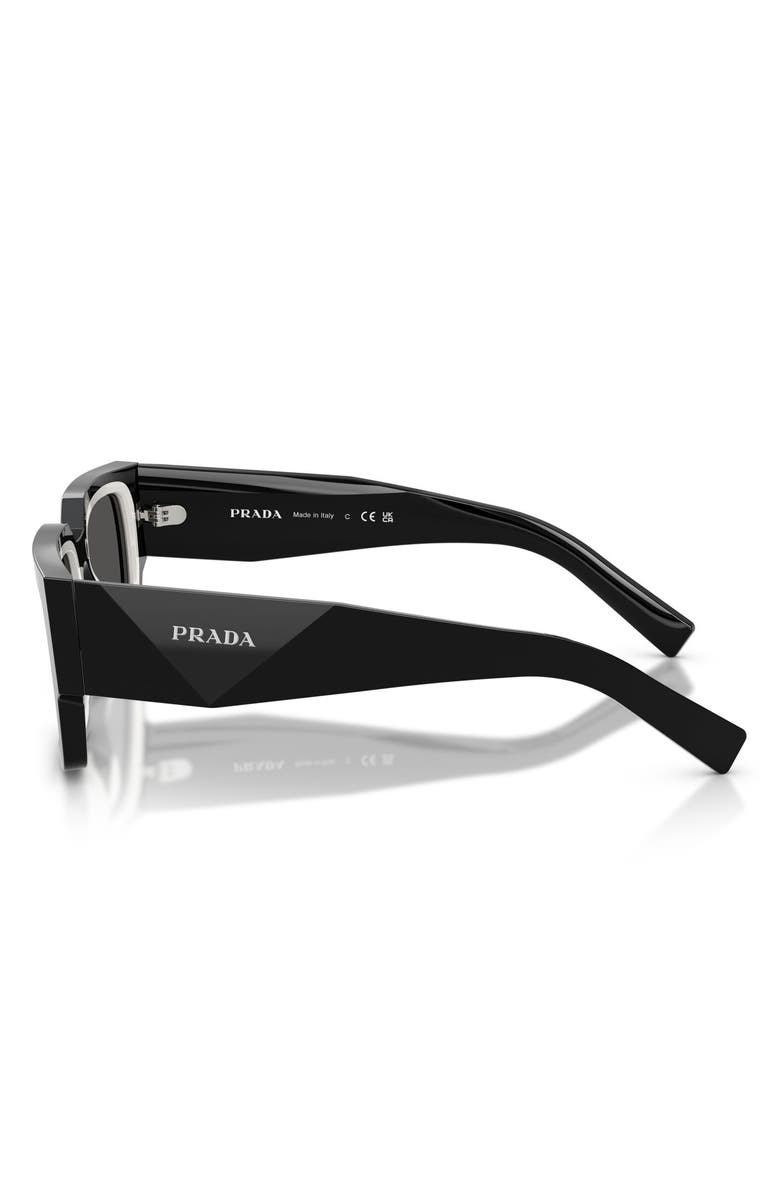 Prada 54mm Rectangular Sunglasses, Alternate, color, Black/ Talc / Dark Grey
