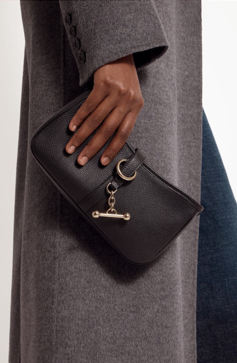 Strathberry Kite Leather Wallet on a Chain, Alternate, color, Black