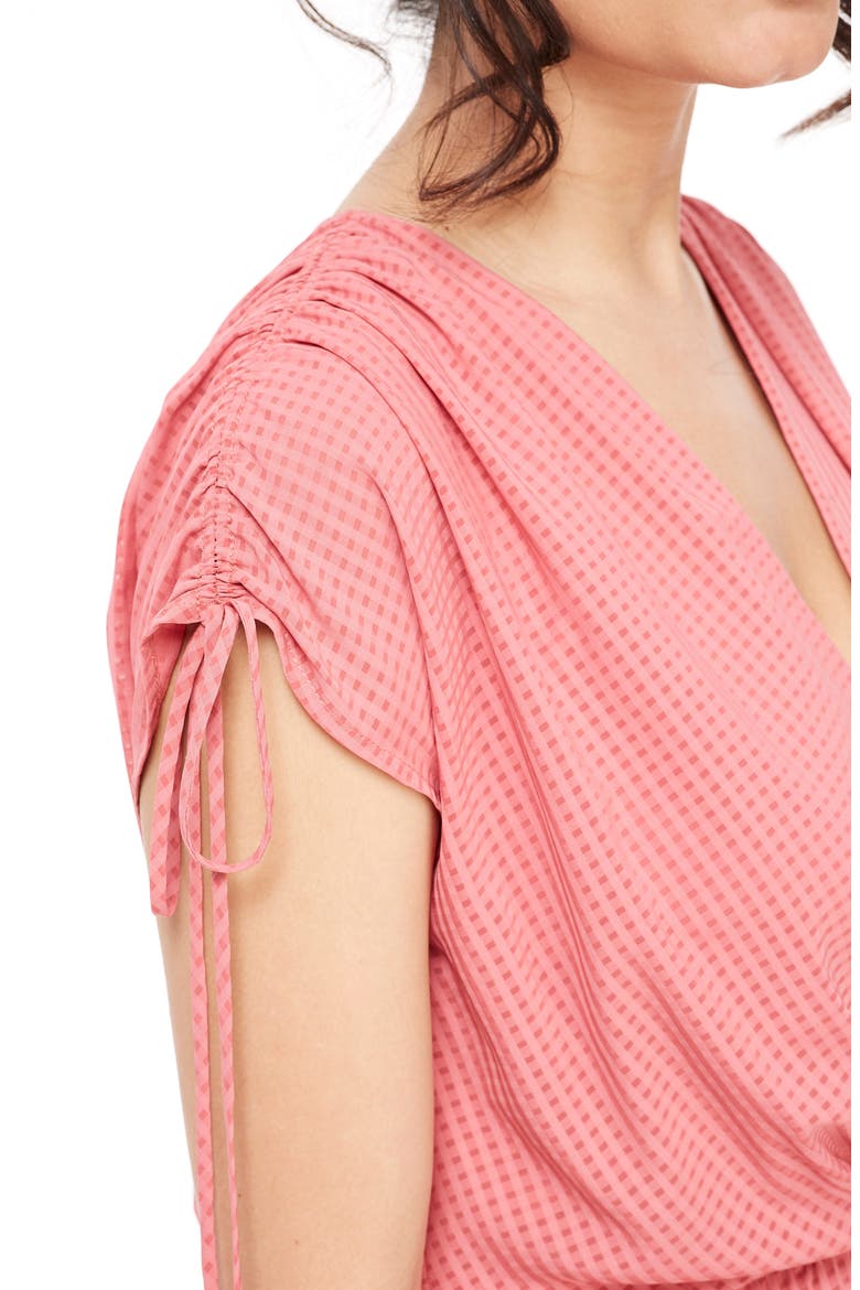 Pleated Ruched Shoulder Dress, Alternate, color, DRIED ROSE