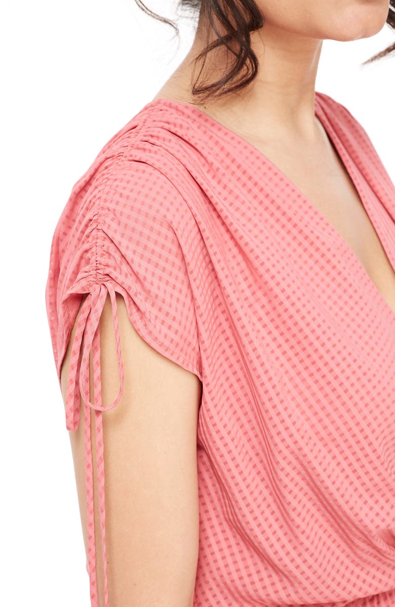 Gal Meets Glam Collection Pleated Ruched Shoulder Dress, Alternate, color, 