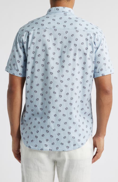 Rails Carson Short Sleeve Stretch Linen Blend Button-up Shirt In Daisy Toss Celestial