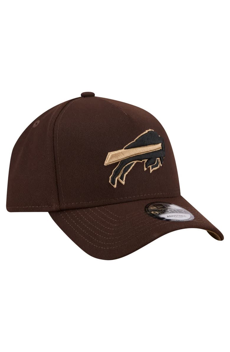 New Era Men's New Era  Dark Brown Buffalo Bills Burnt Wood A-Frame 9FORTY Adjustable Hat, Alternate, color, Dark Brown