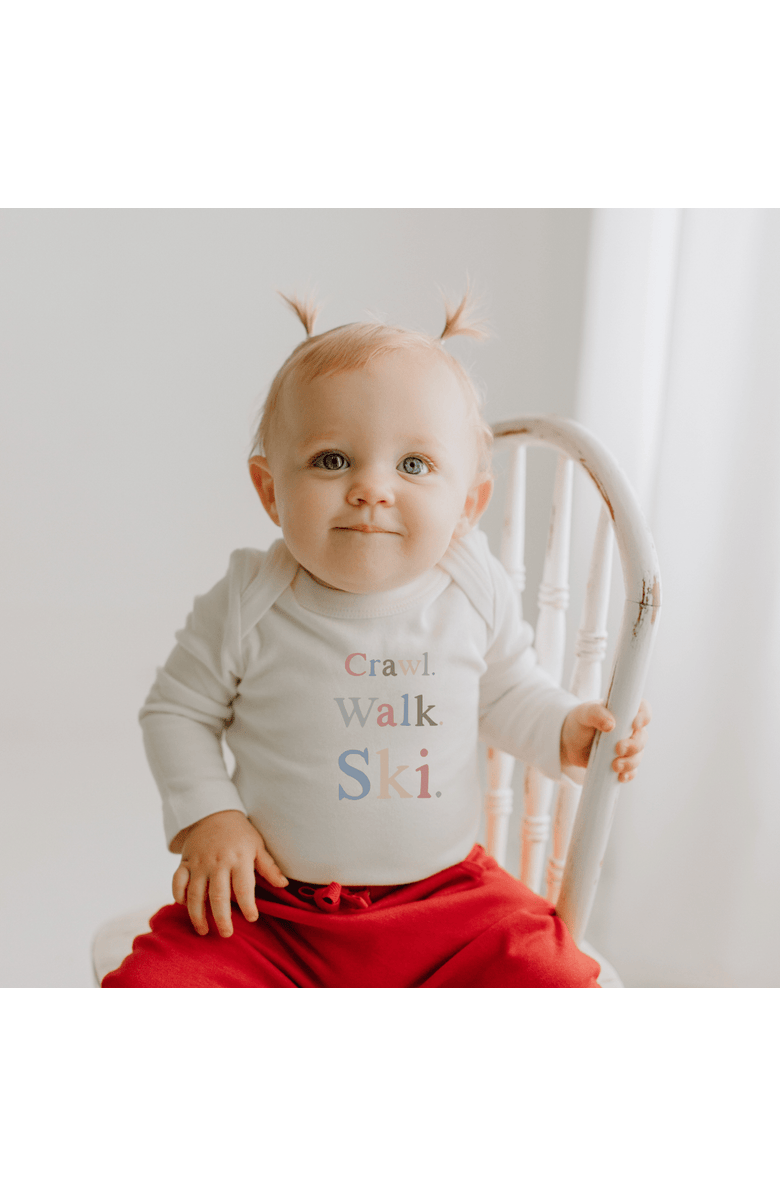 Finn + Emma Organic Baby Graphic Bodysuit | Crawl Walk Ski, Alternate, color, Off White
