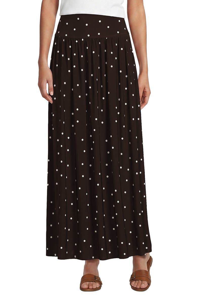 Silky Knit Maxi Skirt, Main, color, Rich Coffee/White Polka Dot