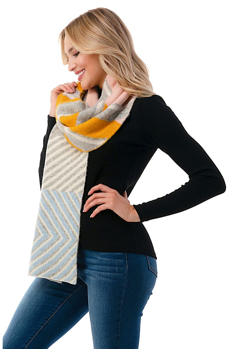 Ultra Soft Chevron Knit Scarf, Alternate, color, YELLOW