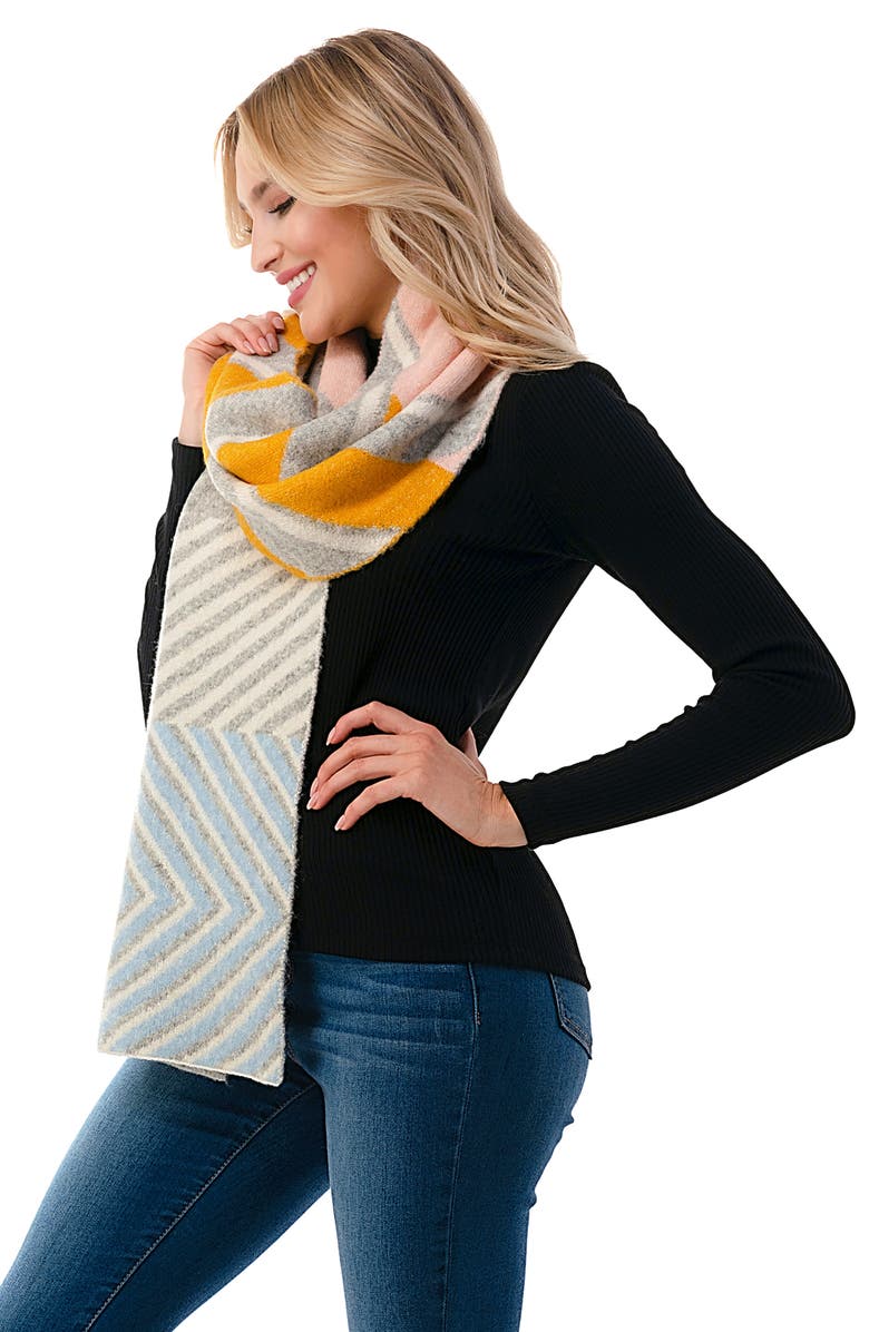 MARCUS ADLER Ultra Soft Chevron Knit Scarf, Alternate, color, Yellow