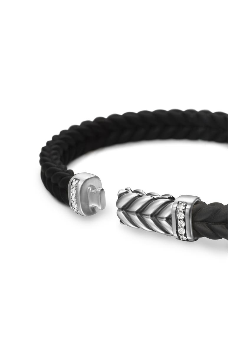 Men's Chevron Station Rubber Bracelet, Alternate, color, BLACK/DIAMOND