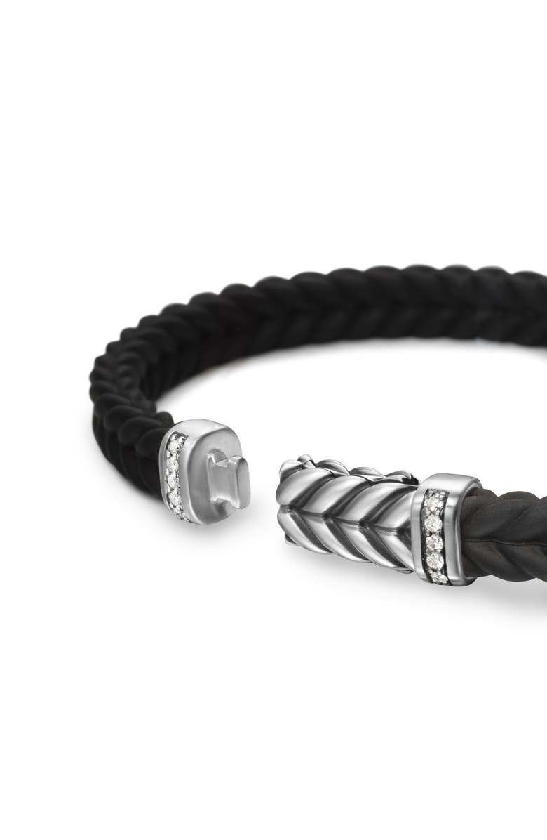 David Yurman Men's Chevron Station Rubber Bracelet, Alternate, color, Black/Diamond