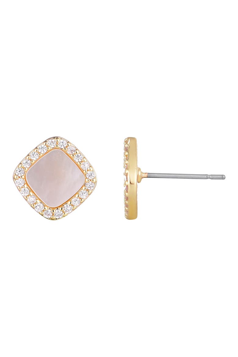 Mother of Pearl Stud Earrings, Alternate, color, WHITE