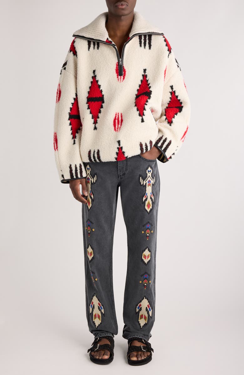 Isabel Marant Marlo Fleece Quarter Zip Pullover, Alternate, color, 