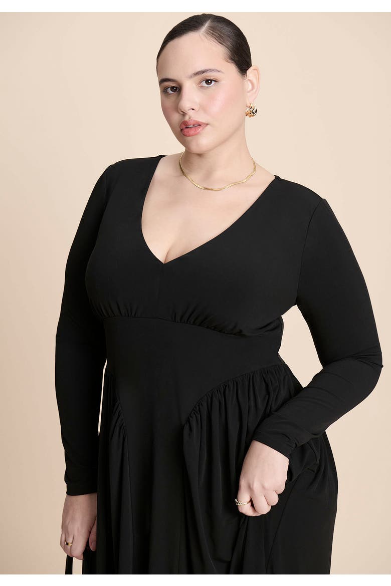 Plunge Neck Knit Dress, Alternate, color, BLACK ONYX