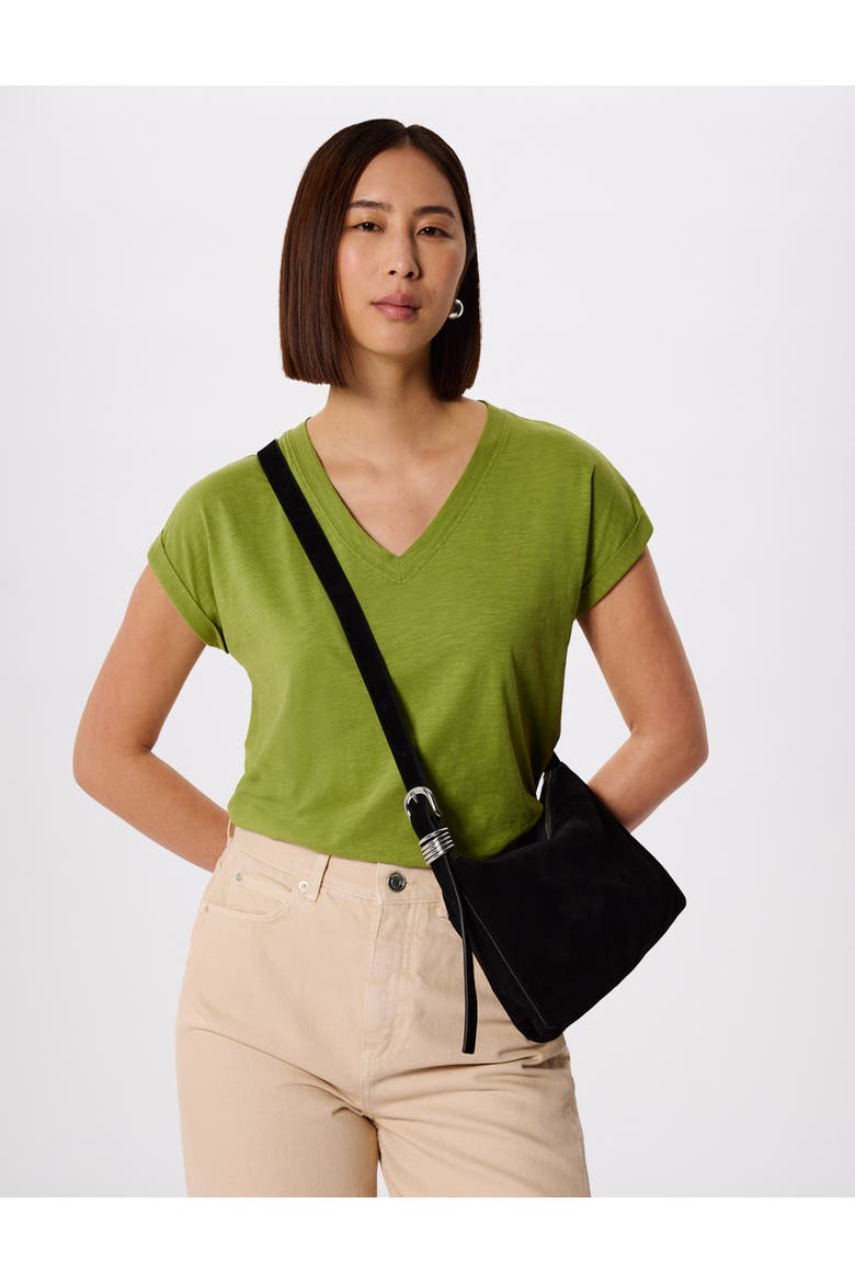 Willa V-Neck Cap Sleeve T-Shirt, Main, color, Green