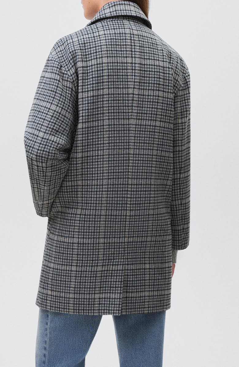 MANGO TEEN Check Longline Coat, Alternate, color, Sky Blue