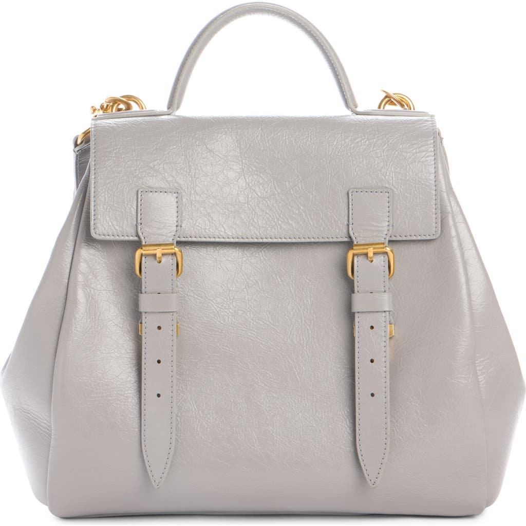 Dries Van Noten Glossy Leather Shoulder Bag In Gray