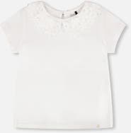 Deux par Deux Short Sleeve Crochet Peter Pan Collar T-Shirt