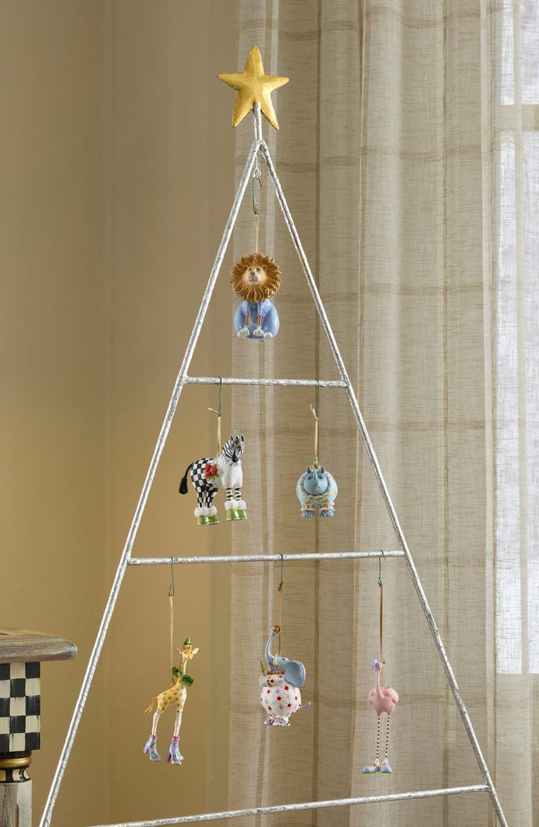 MACKENZIE CHILDS Set of 6 Patience Brewster Jambo Mini Ornaments, Alternate, color, Blue Multi