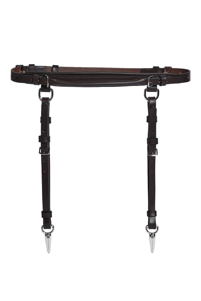 Double Loop Bridle Leather Garter Belt, Main, color, CHOCOLATE