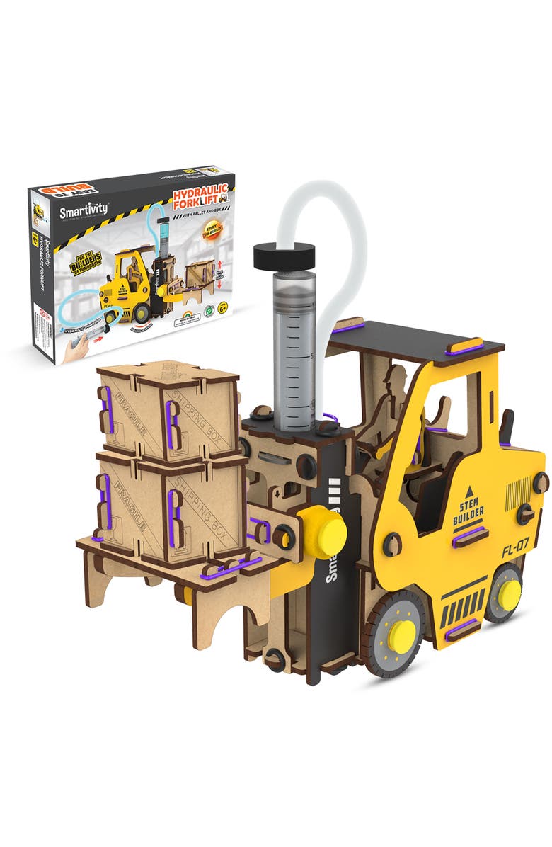 Smartivity Hydraulic Forklift Diy Stem Wooden Building Set, Main, color, Multicolored