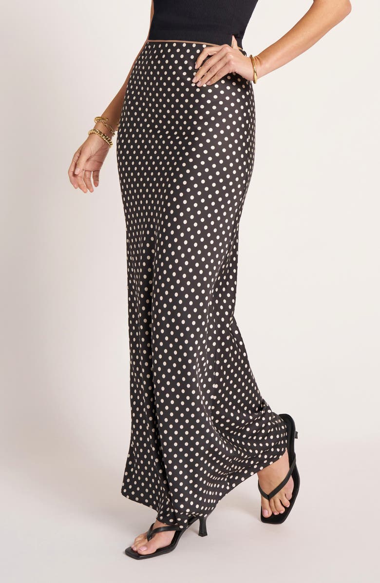matty m. Polka Dot Bias Cut Maxi Skirt, Alternate, color, Black/ Ivory
