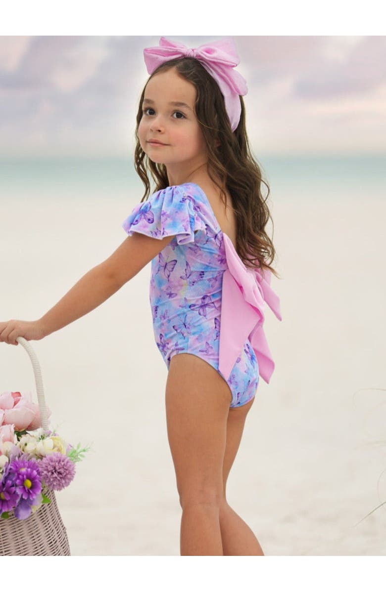Mia Belle Girls Girls Butterfly Dreams Flutter Sleeve One Piece Swimsuit, Alternate, color, 