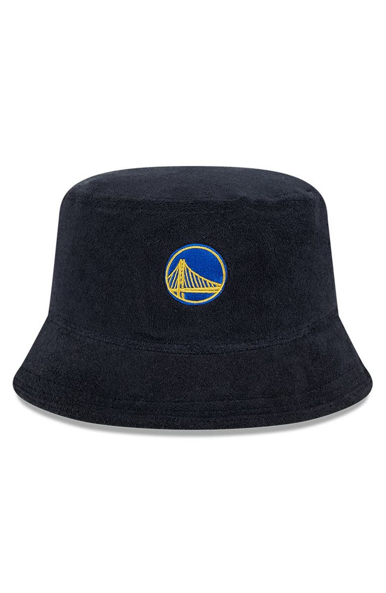 New Era Men's New Era Black Golden State Warriors Court Sport Terry Bucket Hat, Alternate, color,