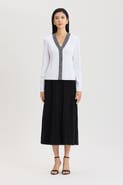 Ming Wang Family Savvy Contrast Trim Soft Knit Cardigan