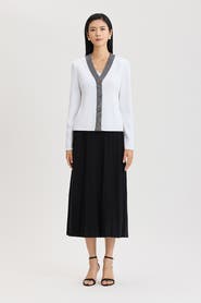 Ming Wang Family Savvy Contrast Trim Soft Knit Cardigan