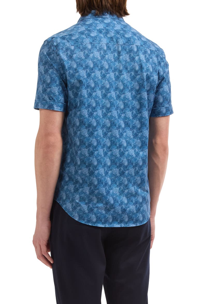 Miles OoohCotton® Print Short Sleeve Button-Up Shirt, Alternate, color, MARINE BLUE