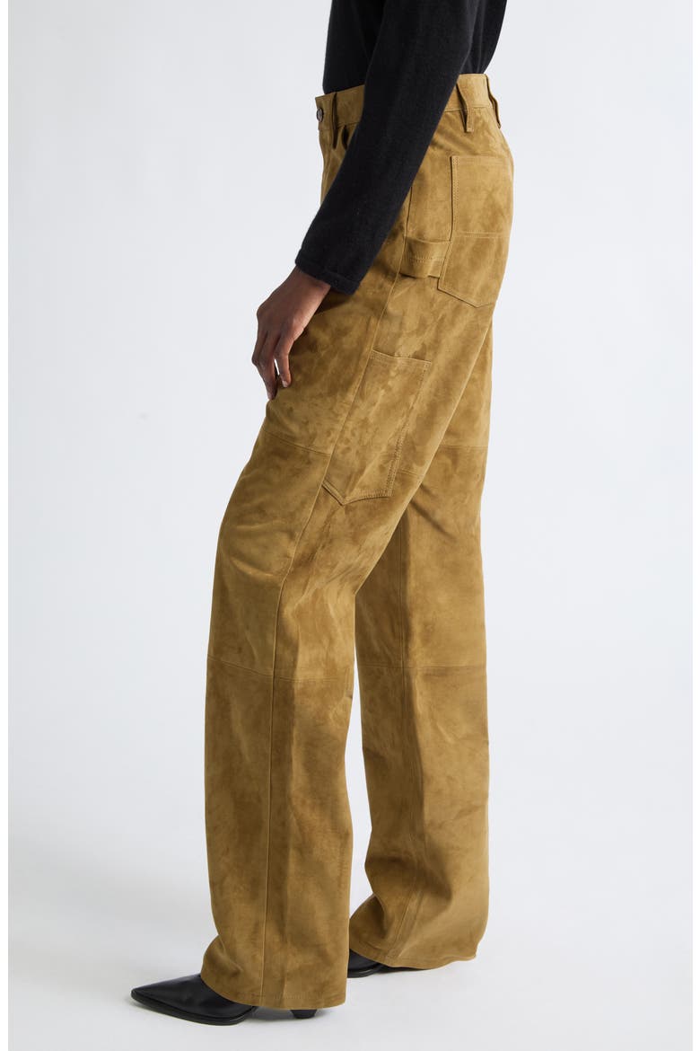 Mills High Waist Suede Pants, Alternate, color, BREEN