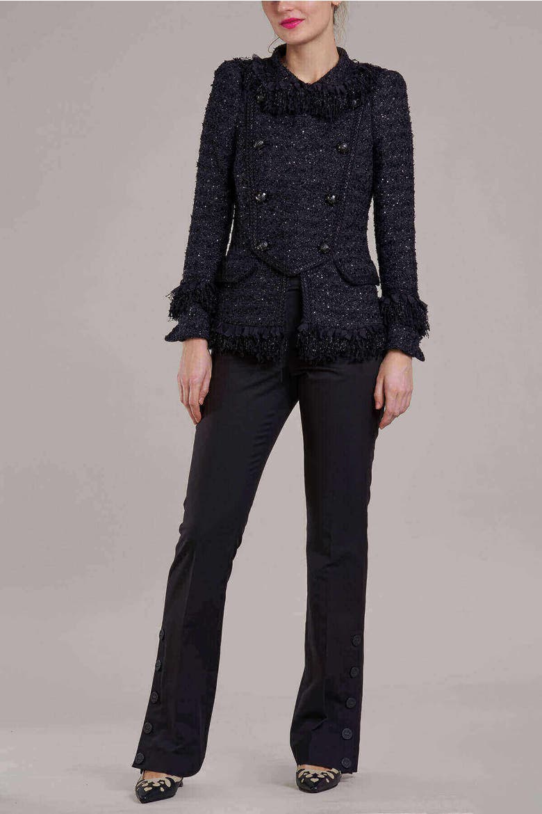 Stretch Trousers With Button Details, Alternate, color, Black
