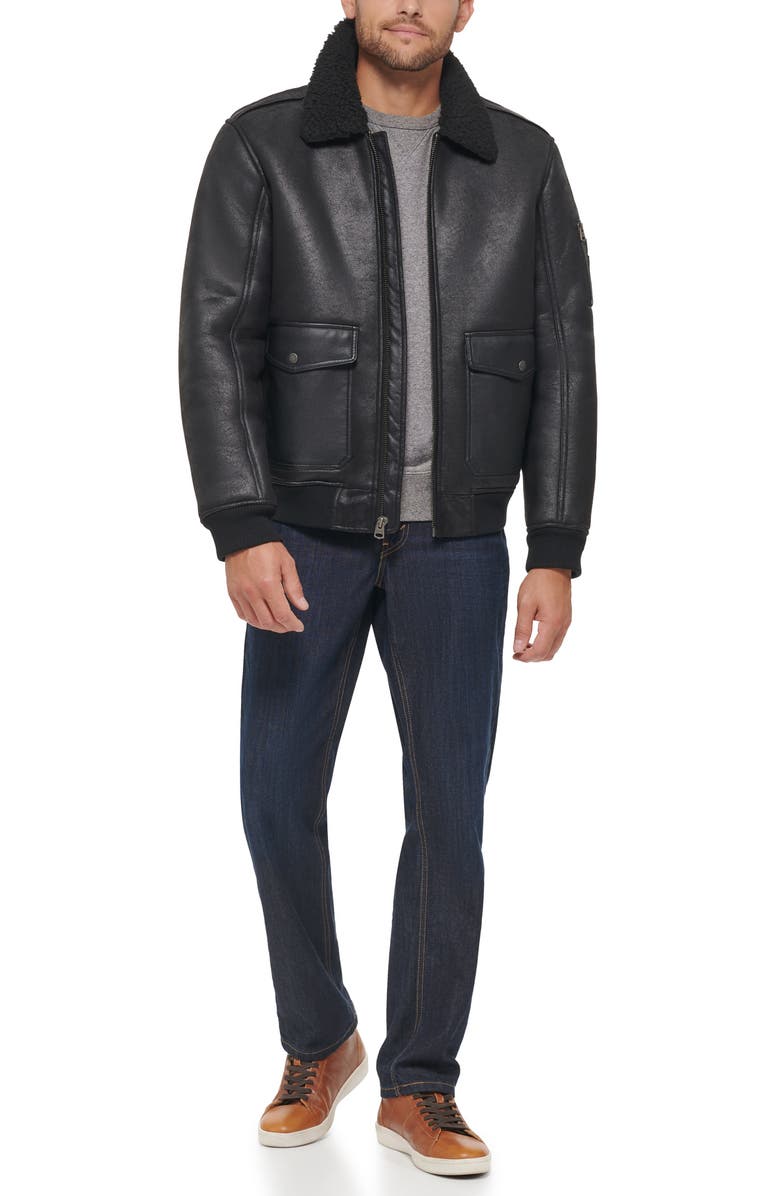 Levi's<sup>®</sup> Faux Shearling Collar Aviator Bomber Jacket, Alternate, color,