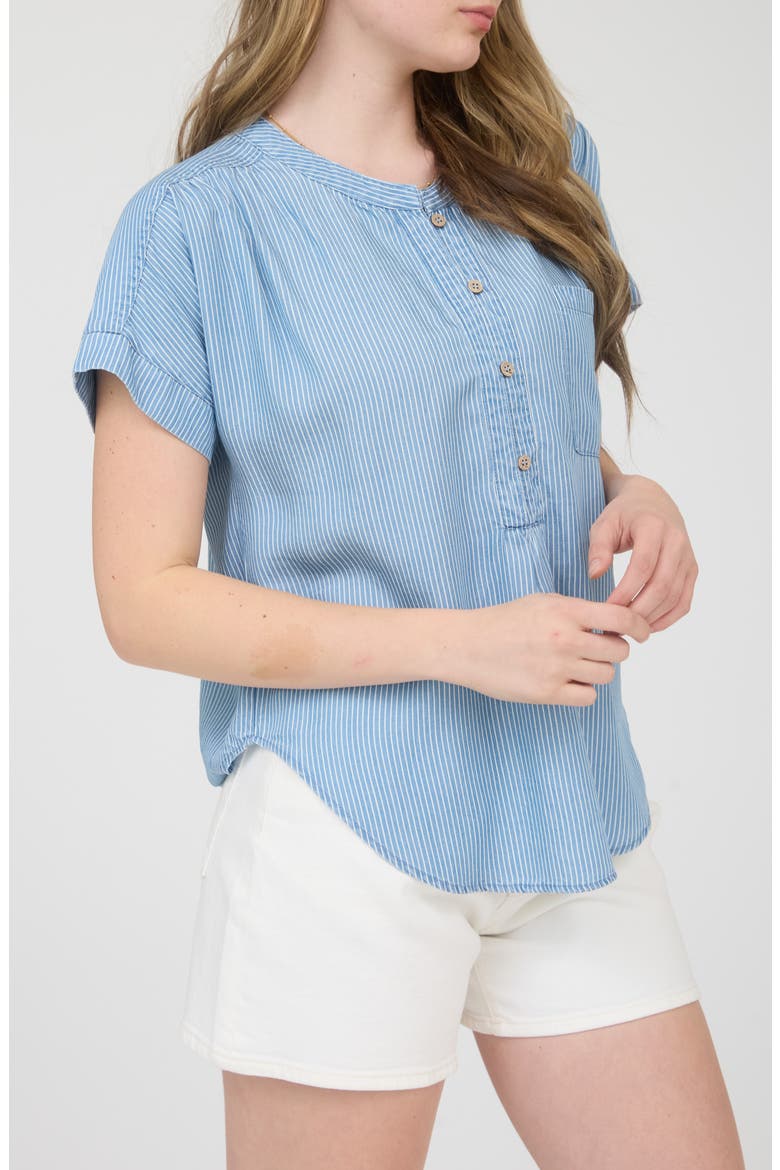 Button Up Stripe Top, Alternate, color, CHAMBRAY