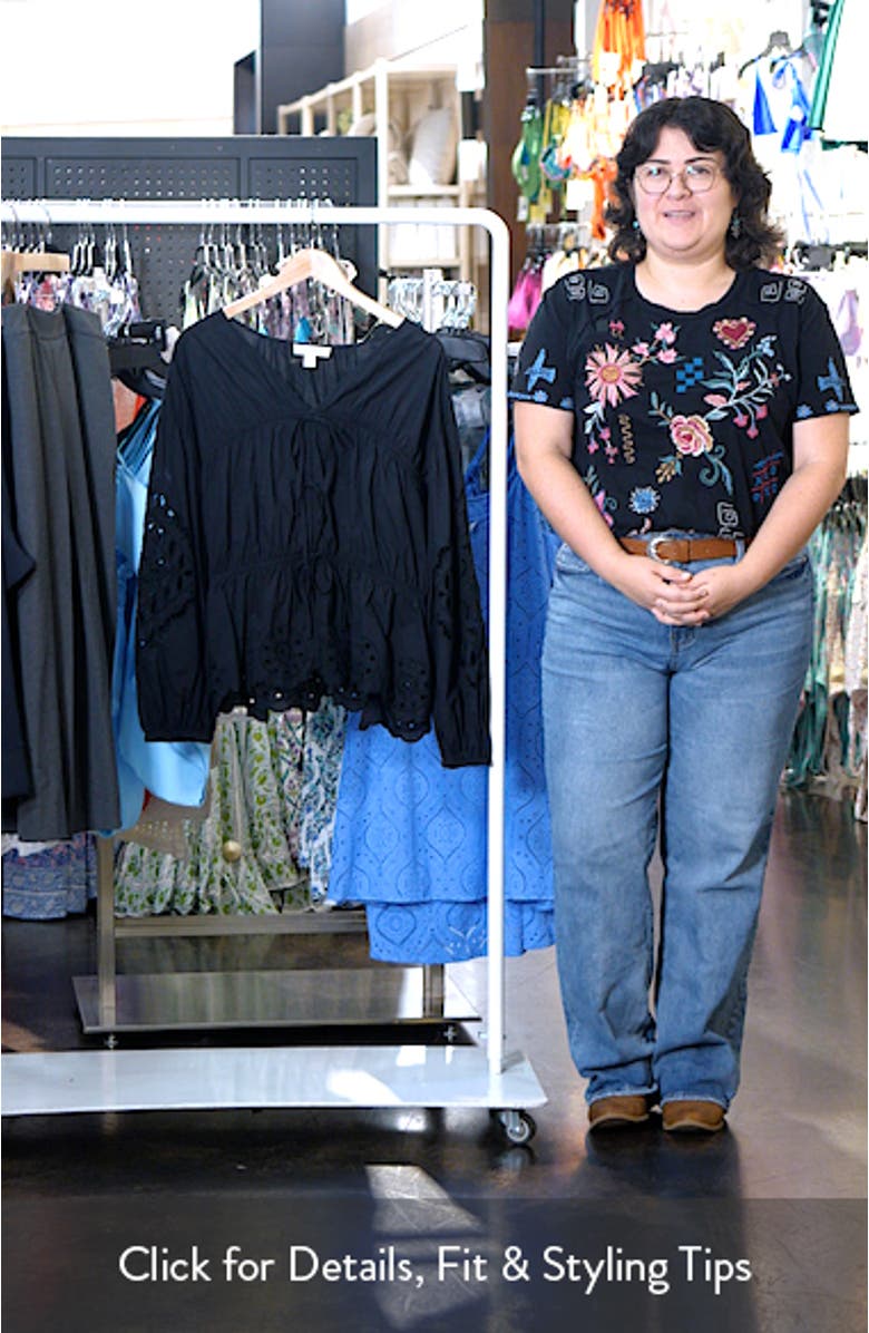 Long Sleeve Cotton Eyelet Top, sales video thumbnail